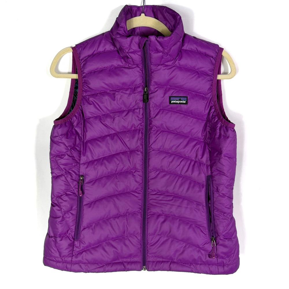 Patagonia‎ Down Sweater Vest Purple Quilted Puffer Full Zip Sz S Women's